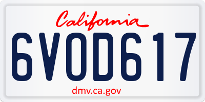 CA license plate 6VOD617
