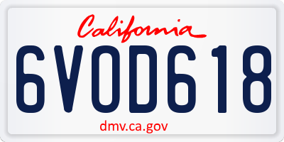 CA license plate 6VOD618