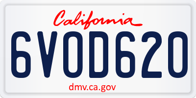 CA license plate 6VOD620