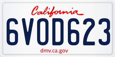 CA license plate 6VOD623