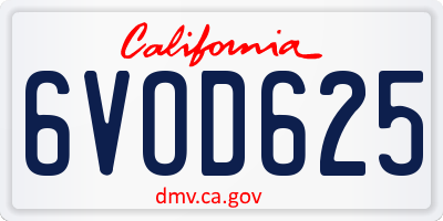 CA license plate 6VOD625