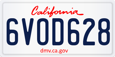 CA license plate 6VOD628