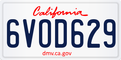 CA license plate 6VOD629
