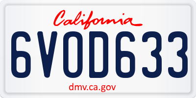 CA license plate 6VOD633