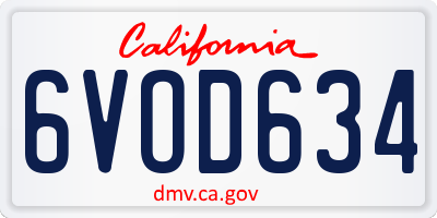 CA license plate 6VOD634