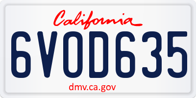 CA license plate 6VOD635