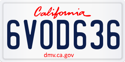CA license plate 6VOD636