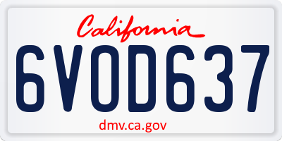 CA license plate 6VOD637