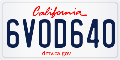 CA license plate 6VOD640