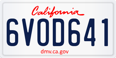 CA license plate 6VOD641
