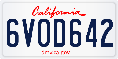 CA license plate 6VOD642