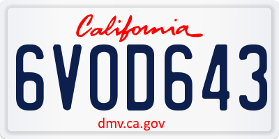 CA license plate 6VOD643