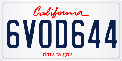 CA license plate 6VOD644