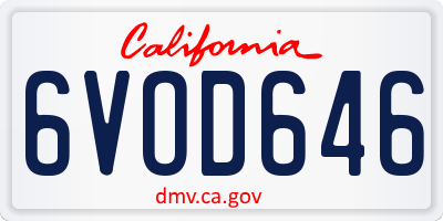 CA license plate 6VOD646
