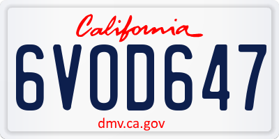 CA license plate 6VOD647