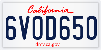 CA license plate 6VOD650