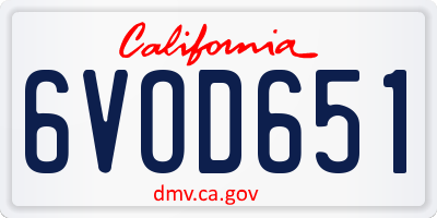 CA license plate 6VOD651