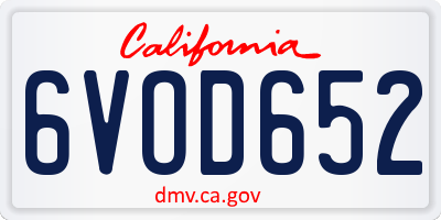 CA license plate 6VOD652