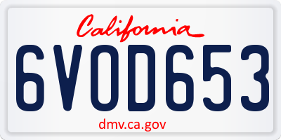CA license plate 6VOD653