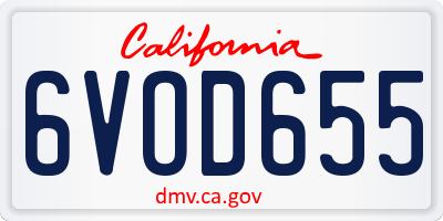 CA license plate 6VOD655