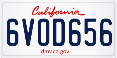 CA license plate 6VOD656