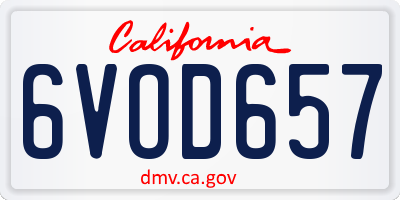 CA license plate 6VOD657