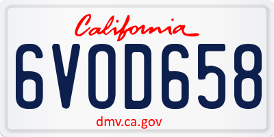 CA license plate 6VOD658
