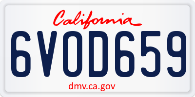 CA license plate 6VOD659