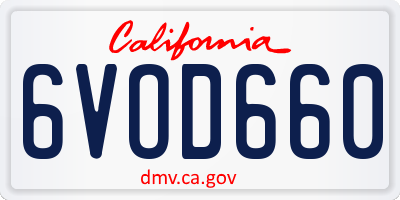 CA license plate 6VOD660