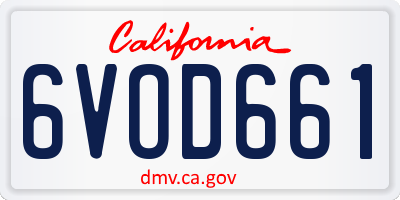 CA license plate 6VOD661