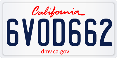 CA license plate 6VOD662