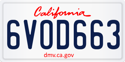 CA license plate 6VOD663