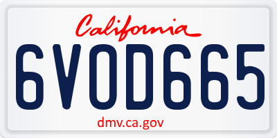 CA license plate 6VOD665