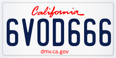 CA license plate 6VOD666