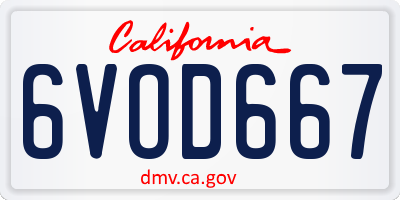 CA license plate 6VOD667