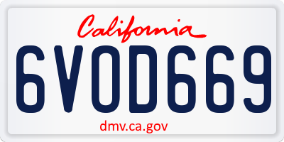 CA license plate 6VOD669
