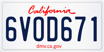 CA license plate 6VOD671