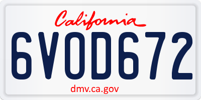 CA license plate 6VOD672