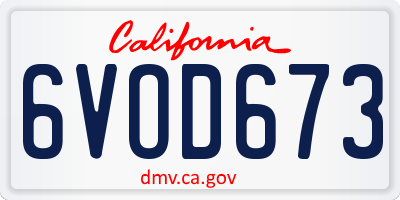 CA license plate 6VOD673