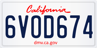 CA license plate 6VOD674