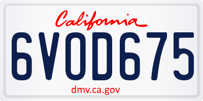 CA license plate 6VOD675