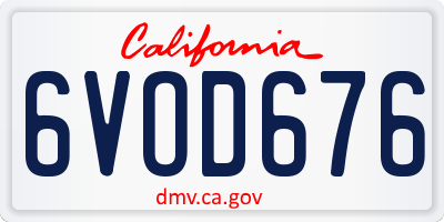 CA license plate 6VOD676