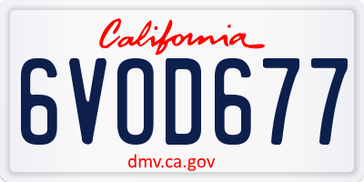 CA license plate 6VOD677