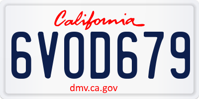 CA license plate 6VOD679
