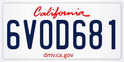 CA license plate 6VOD681
