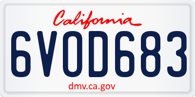 CA license plate 6VOD683