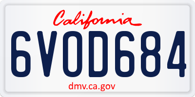 CA license plate 6VOD684