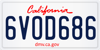 CA license plate 6VOD686