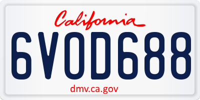 CA license plate 6VOD688