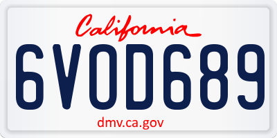 CA license plate 6VOD689